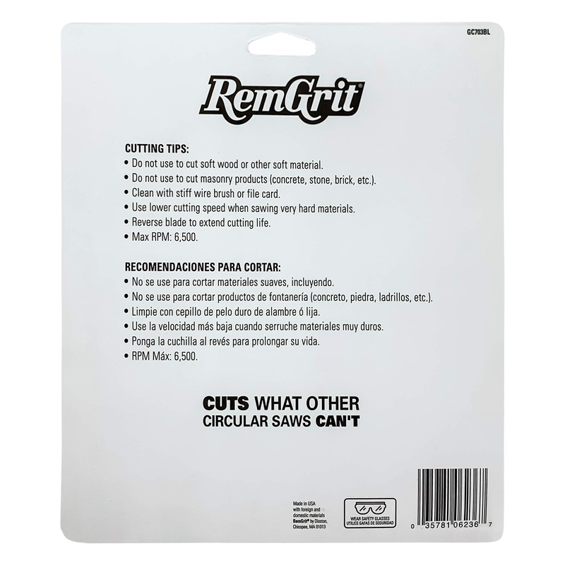 Disston E0206236 7-Inch RemGrit Carbide Grit Circular Saw Blades, Coarse