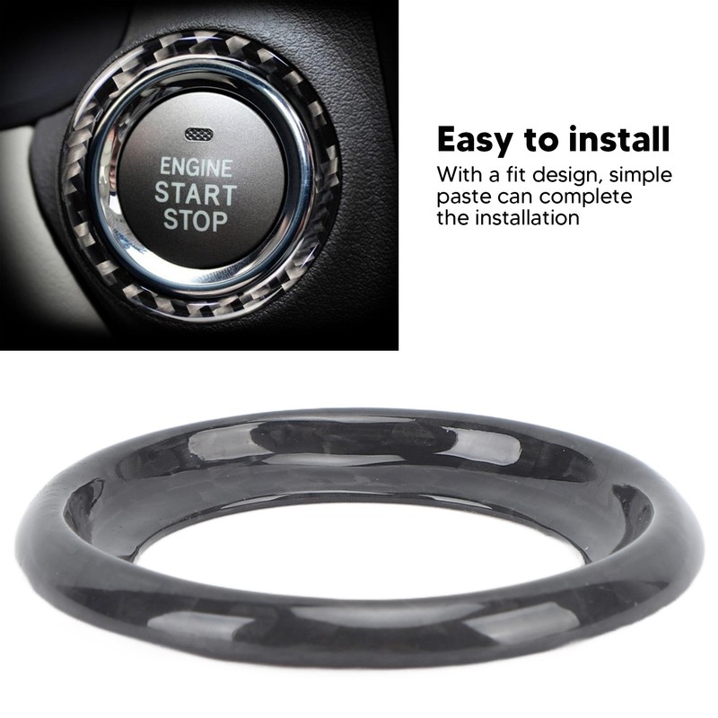 Start Button Ring Cover Carbon Fiber Start Stop Decor Sticker
