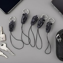 Tiosen 10Pcs Black Nylon Lanyard Straps with Phone Cords, Key Chains, Badge Holders, Small Sling Key Straps Cell Charms