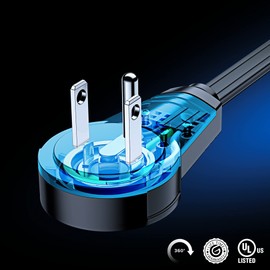 Maximm - Cable de extensión Plano Giratorio de 360 Grados, Cable de alimentación de 3 Tomas, con certificación UL, Color Negro