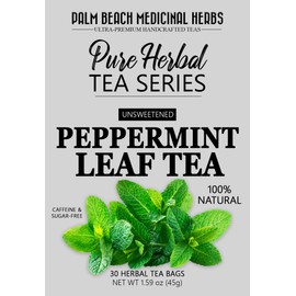 Peppermint Tea - Pure Herbal Tea Series by Palm Beach Herbal Tea Company (30 Tea Bags) 100% Natural