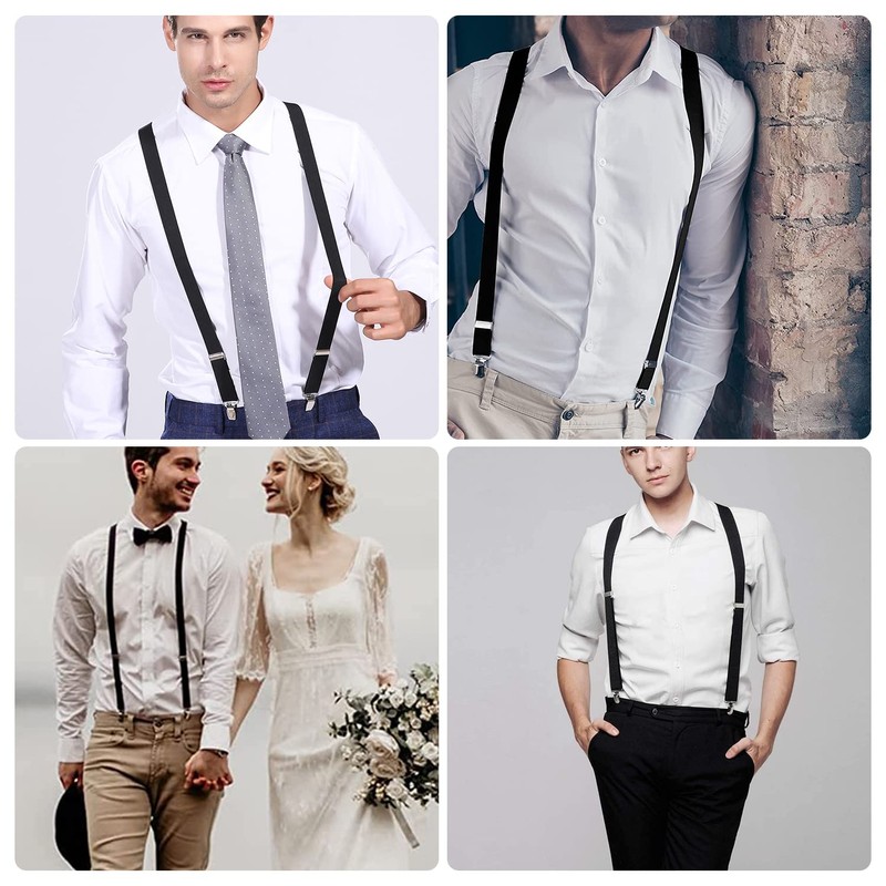 ZHEJIA Men's Y-Shaped Suspenders, 1.4 inches (35 mm) Wide, Formal,