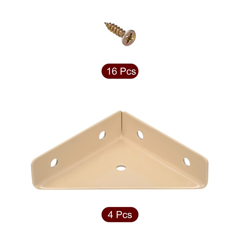 uxcell 4Pcs Angle Corner Brackets 66mm x 66mm, Cold Rolled