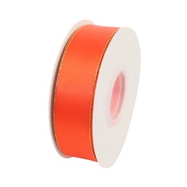 ITIsparkle 25mm Width Double Faced Satin Ribbon 22 Meters with Gold Edges, 25mm X 25M - Autumn Orange
