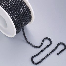 DYEESP 10 Yards Rhinestone Trim Crystal Close Chain Roll for Sewing Clothing Craft Jewelry Wedding Bouquet DIY Decoration (Black, 3.0mm)