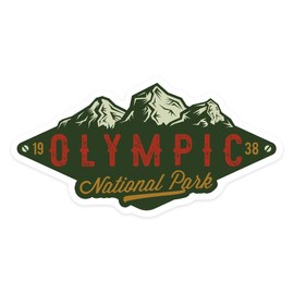 Die Cut Sticker Olympic National Park, Washington, Mountains, Green, Contour Vinyl Sticker 1 to 3 inches (Waterproof Decal for Cars, Water Bottles, Laptops, Coolers), Small