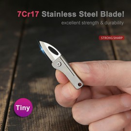 Joycube Titanium Alloy Small Pocket Knife for Women and Men, Tiny Mini Folding Knives, Cute EDC Box Cutter, Gifts Stocking Stuffers