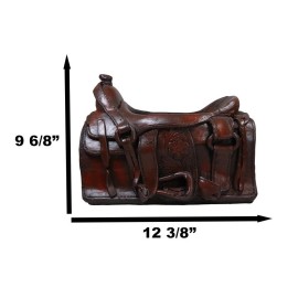 Rustic Western Faux Leather Cowboy Horse Saddle Decorative Planter Or Vase Decor