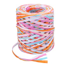 METALLIXITY Raffia Paper Craft Ribbon 120m/394ft Raffia Ribbon 4Ply String Kraft Packing for Gift Wrapping, Crafting Supplies (Blue/White/Pink/Orange)