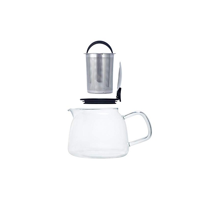 Forlife Bell Glass Teapot with Basket Infuser, 24-Ounce/730ml, Black Graphite