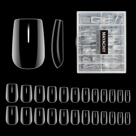 Square Nail Tips,240 Pcs,Short Fake Nail Tips Pre-shaped Full Cover,Clear