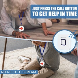 Retekess TH102 Emergency Call Button, Home Emergency Call for Seniors, Father's Day Gift, 1000 Feet Long Range, 4 Volume Levels, SOS Call Button for Elderly, Patients (2 Call Buttons)