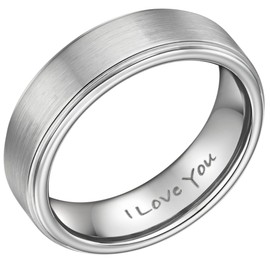 Willis Judd Mens Tungsten Ring Engraved I Love You In Gift Box 7mm Wedding Band Ring for Men Engagement Ring Comfort Fit Size Z+7