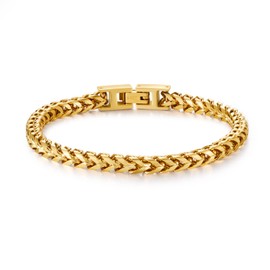 LUCKY2+7 Mens Bracelet - Stainless Steel Fold Over Clasp Franco Chain Bracelets for Men Jewelry Gifts for Dad Grandpa Husband