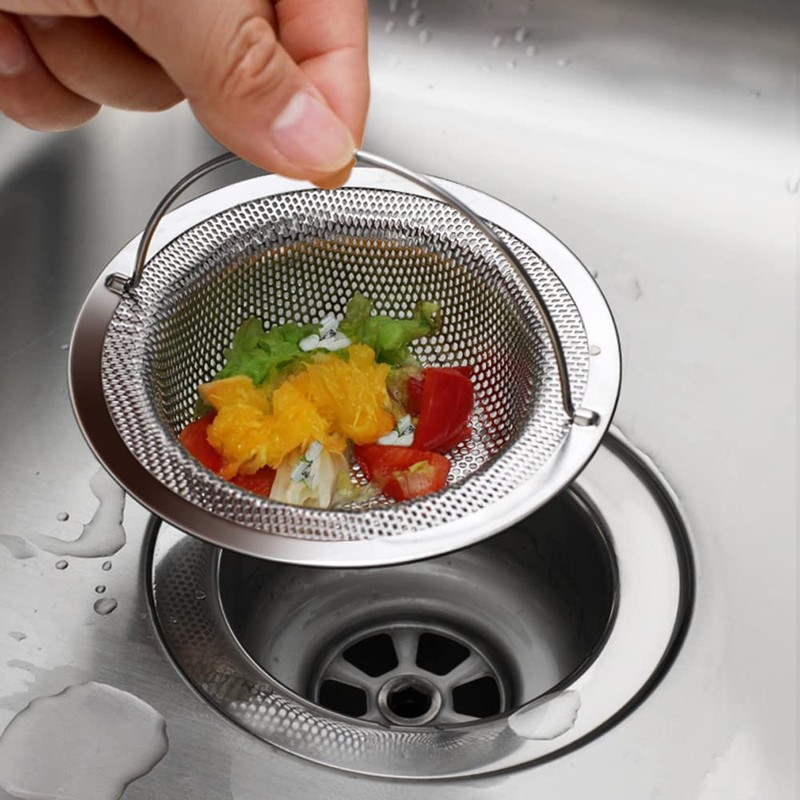 Pack of 2 Sink Strainer with Handle, Stainless Steel Sink