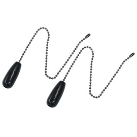 Hordion 10pcs Ceiling Fan Pull Chain Extender, 12.5 Inches Beaded Ball Chain Extension Cord with Wooden Decorative Pendant for Ceiling Light Lamp Fan Chain, Black