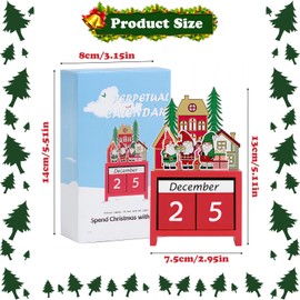 CutitiUU Christmas Wooden Elf Calendar Ornament,Santa Claus Countdown Calendar,Wooden Christmas Advent Calendar,Reusable Countdown Calendar,Xmas Desktop Ornament,for Office Home Shop (Red)