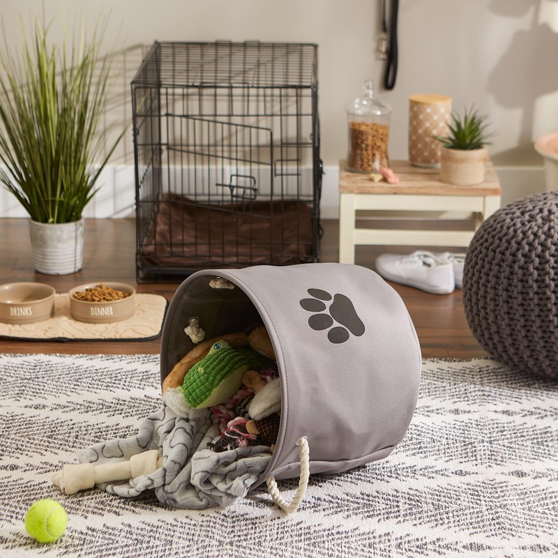 Bone Dry Pet Storage Collection Collapsible Bin, Medium Round, Gray