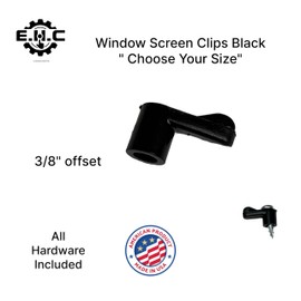 Window Screen Clips "Black” Plastic (Choose Your Size! /Size Run Flush up to 1-3/16” Offset) New or Replacement (10 Pack with All Needed Hardware Included) by E.H.C. (3/8" Offset)