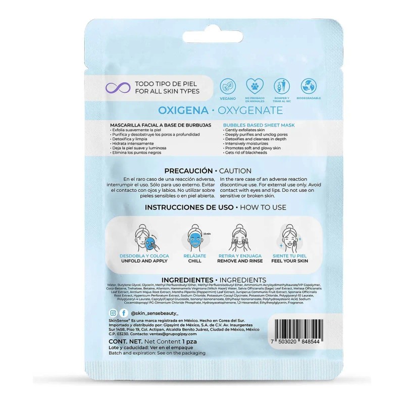 🔥 Skin sense mascarilla facial coreana de tela burbujas oxigen