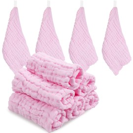 ABirdon Baby Muslin Cloths Squares,10 Pack 30x30CM Extra Soft Breathable Baby Washcloths, 6 Layers Organic Cotton, Unisex Reusable Baby Face Towels for Newborn