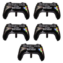 VEHYEGOI 5 Pieces Game Controller Balloons, Aluminum Film Balloons, Party Decoration Balloons, Creative Shape Balloons, Boy Balloons, Game Theme Decoration Balloons