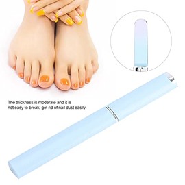 Lima De Uñas De Cristal Nano De 2 Colores, Herramienta De Manicura Y Pedicura Para Lijado Y Pulido, Caja Azul