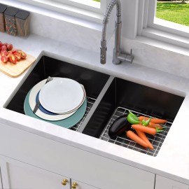 TAUS HOMIFLEX 23"-33" Kitchen Sink Stainless Steel Single/Double Bowl Washer Sinks - Black, 23*18*9in