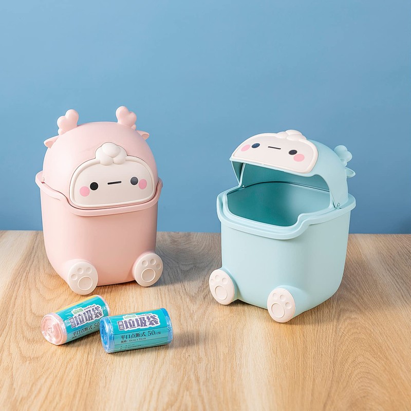 Plastic Trash can Creative Mini Desktop Trash can with lid