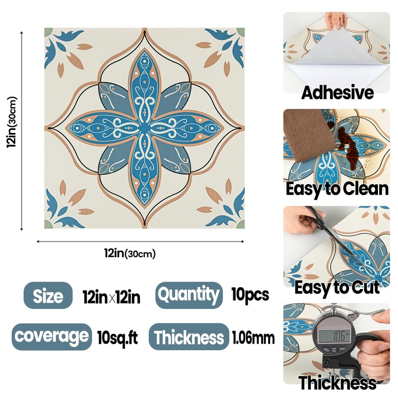 Alow Peel and Stick Floor Tile, Vinyl Flooring Waterproof, Peel