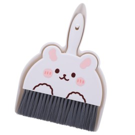 Wanmu Upgrade Small White Broom and Dustpan Set, Hand Dustpan and Brush Set, Cute White Mini Broom and Dust pan Sets, Little Dust Pan for Home Use Tabletop Debris Cleaning Pet Cages Guinea Pig Cages