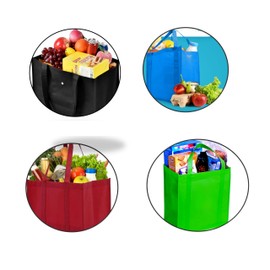 BJ BshuxiuJ Reusable Grocery Shopping Bags - Large Non-Woven Tote Bags Bulk with Handles, Durable, Washable, and Heavy-Duty for Shopping Groceries – Eco-Friendly Choice (4-Pack)