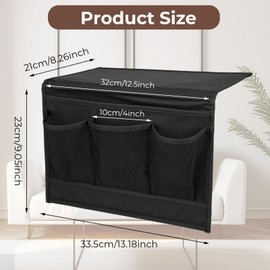 Andibro Bedside Storage Organizer with 4 Pockets, Oxford Cloth Bedside Caddy Remote Control Holder Sofa Armrest Bag Sofa Bedside Hanging Holder for Glasses Books Tablets(Black)