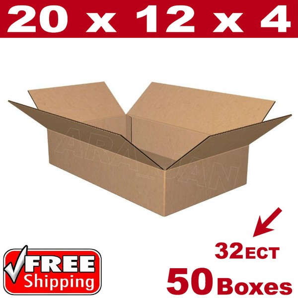 Apex Packaging Supply 50 - 20x12x4 Cardboard Boxes Mailing Packing