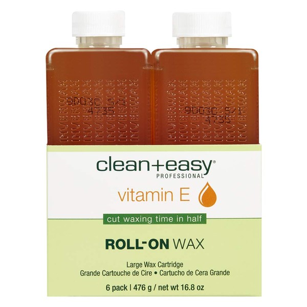 Clean & Easy Vit E Roll-On Wax 6-pack Large Vitamin E, Net Wt. 16.8 oz
