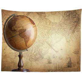 Loccor Old World Map Tapestry Ancient Globe Vintage World Map Geographical Distribution Tapestry History and Geography Educational Wall Decor W80 x H60 Inches