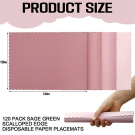 CMINAUS 120 Pcs Pink Paper Place Mats 10 x 14 Spring Disposable Table Mats Decorative Paper Party Table Mats Wedding Banuet Party Harvest Holiday Table Decor