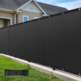 4' x 25' Heavy Duty Privacy Screen Fence, 90% Blockage Black Mesh Shade Net Cover with Brass Grommets for Garden, Yard, Wall, Backyard, Chain Link Fence - Includes 75 Zip Ties (4' x 25', Black)