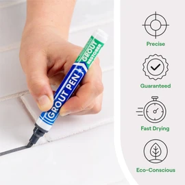 Grout Pen Dark Grey Tile Grout Paint Marker: Waterproof Tile Grout Paint Pen Colorant, Grout Shine Touch Up & Renew - Dark Grey, Narrow 5mm Tip (7mL)