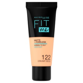 Maybelline Fit Me Foundation, Matte & Poreless, Full Coverage Blendable Normal to Oily Skin, 122 Creamy Beige 30ml