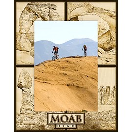Saddle Mountain Souvenir Moab Utah Quad Laser Engraved Wood Picture Frame Portrait (8 x 10)