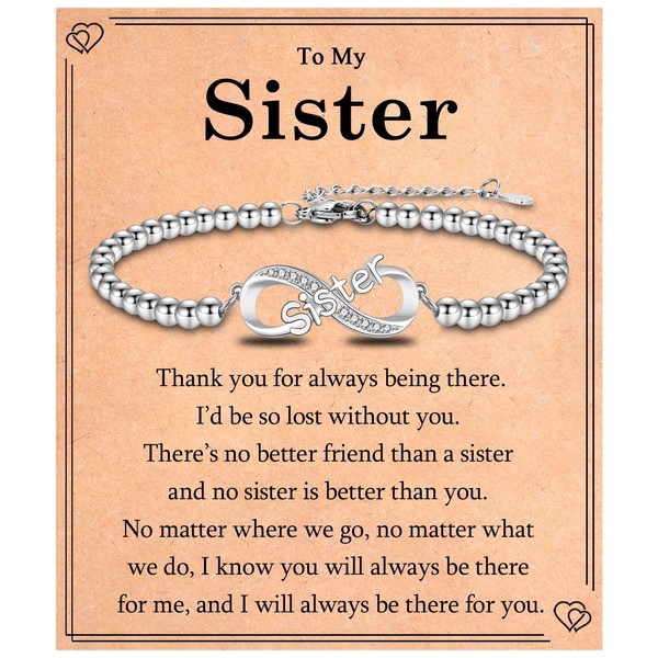 EYQV Sister Gifts, Infinity Charm Bracelet Sister Gifts from Sister