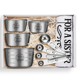 Sisters Gifts from Sister,Sister Christmas Gifts,Christmas Gifts for Sister in Law Gifts,Sister Gifts with Measuring Cups and Spoons Set,Dish Towel