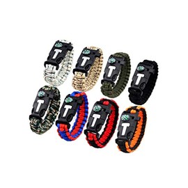 Kissmi 8 Pack Paracord Bracelet Survival Gear with Compass, Fire Starter, Whistle and Emergency Knife,Best Wildness Survival -Kit for Camping/Hiking