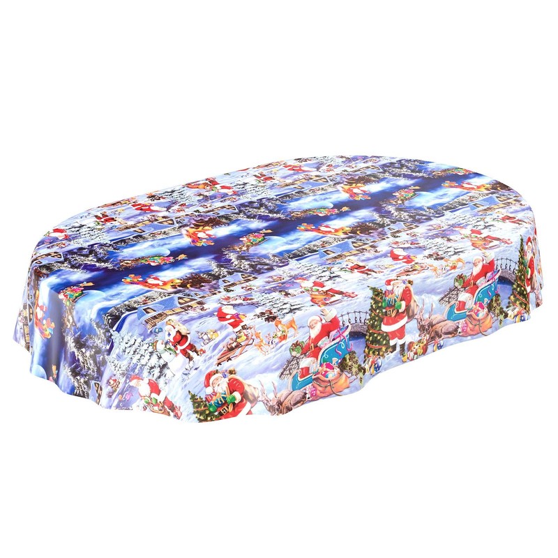 ANRO Oilcloth Tablecloth Oilcloth Tablecloth Christmas Red Christmas 120 x