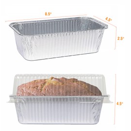 Disposable Loaf Pans With Lids Bakeware Set, 2lb, 55 Pack, 8.5x4.5" Bread pan, Heavy-duty Aluminum Foil Pans with Clear Lids, Food Storage Container, Perfect for Baking, Storing & Take-out