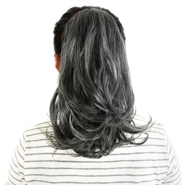 KAVSORAPI 12 Inch Curly Ponytail Hair Extension - Drawstring Synthetic Hairpiece for Women & Girls, Natural Looking Fake Ponytail for Easy Styling, Voluminous Curly Hair (Salt and Pepper)