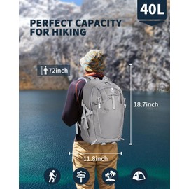 mokzer Hiking Backpack 40L Lightweight Waterproof Daypack for Men Women Outdoor Camping Mountaineering Trekking Travel Bag