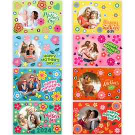 Geelin 24 Set Mother's Day Picture Frame Craft Kit for Kids Colorful Felt Photo Frame with 168 Pcs Heart Flower Foam Stickers Happy Mothers Day DIY Craft Gift for Classroom Activities (8 Styles)