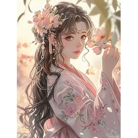 PUAGEMTI Diamond Painting Kits Beautiful Chinese Woman, for Adults Beginners, 5D Crystal Rhinestone Embroidery Diamond Art Kits 12x16 Inch, for Home Decor Wall Decor and Holiday Gifts